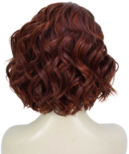 Dark Aurburn with Falme Auburn Foils monofilament lace front wigs