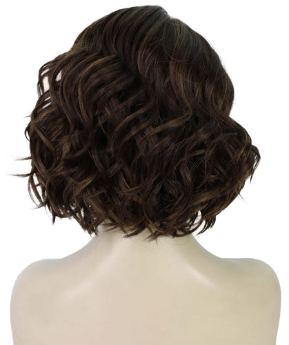 Chestnut Brown with Light Brown Highlight monofilament lace front wigs