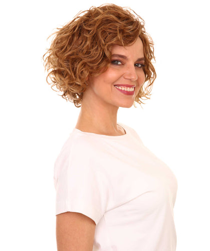 Medium Auburn with Light Aurburn Tipss Curly Asymmetrical Hairstyles