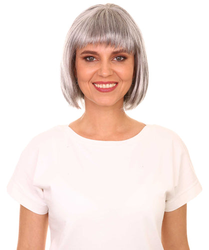 Salt & Pepper Grey with Silver Grey HL Front bob wigs for women