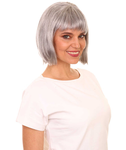 Salt & Pepper Grey with Silver Grey HL Front bob wigs for women