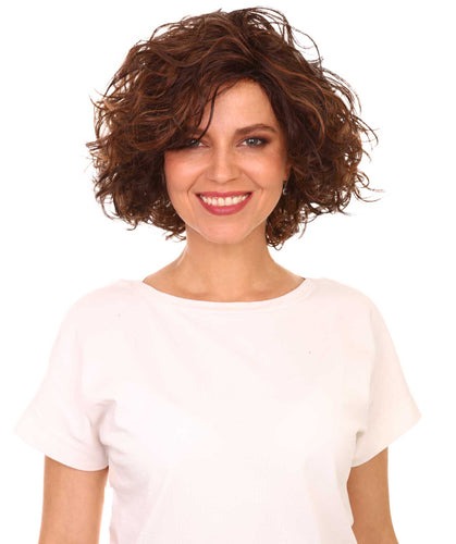 Dark Brown with Auburn highlights 2 Curly Asymmetrical Hairstyles