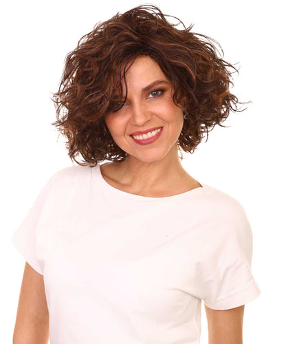 Dark Brown with Auburn highlights 2 Curly Asymmetrical Hairstyles