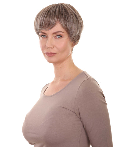 Grey mixed Lt Brn with Slv Grey HL Front monofilament wig