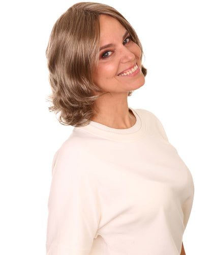 Light Ash Brown with Light Blonde Frost layered bob wig