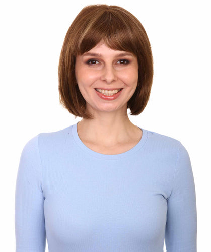 Light Brown with Blonde Highlight Front (Front) bob wigs for women