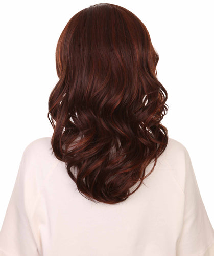 Dark Aurburn with Falme Auburn Foils synthetic swiss lace front wigs