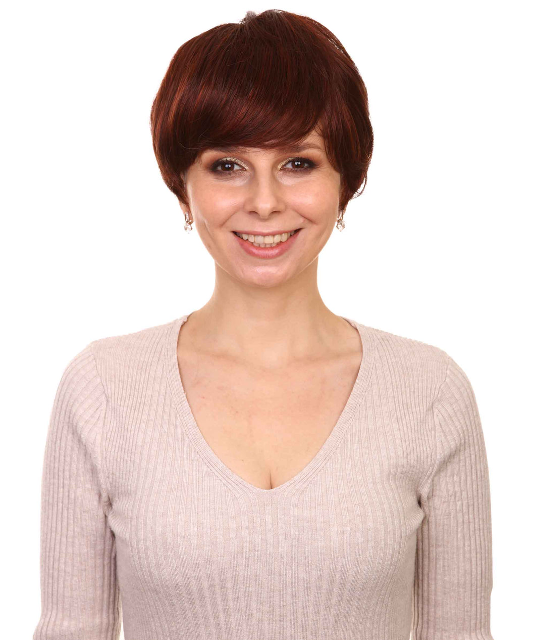 Dark Aurburn with Falme Auburn Highlights monofilament wig