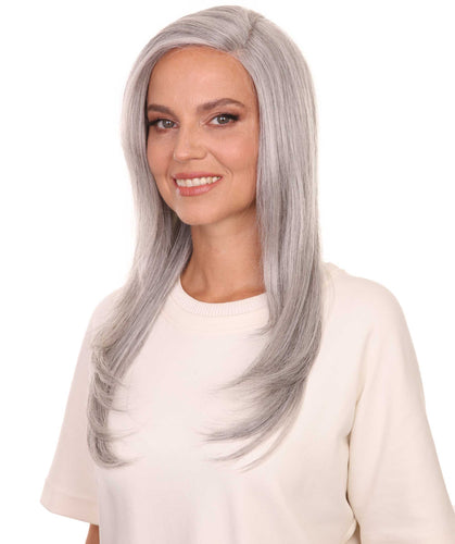 Salt & Pepper Grey with Silver Grey HL Front swiss lace front wig